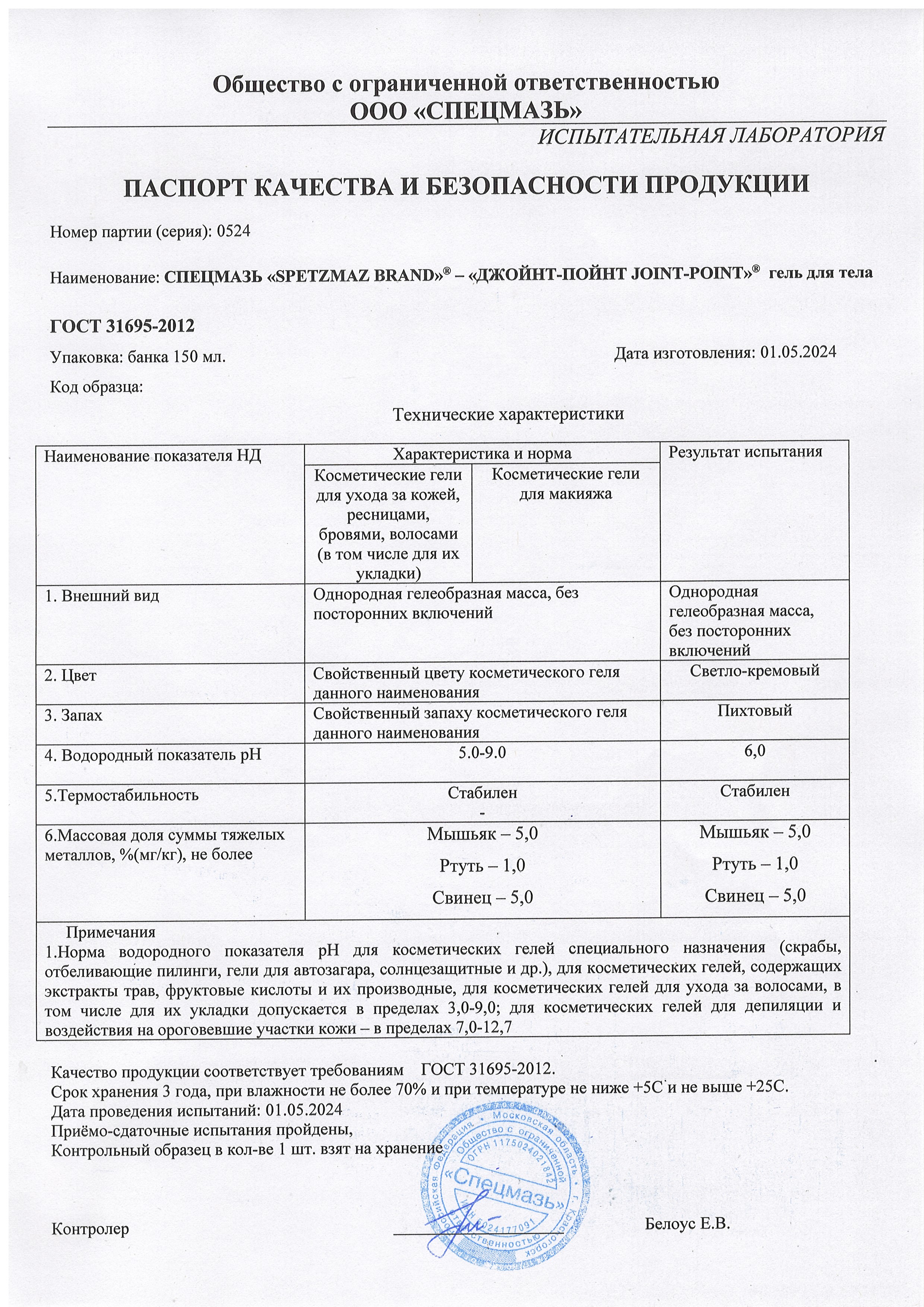 Паспорт №052024
